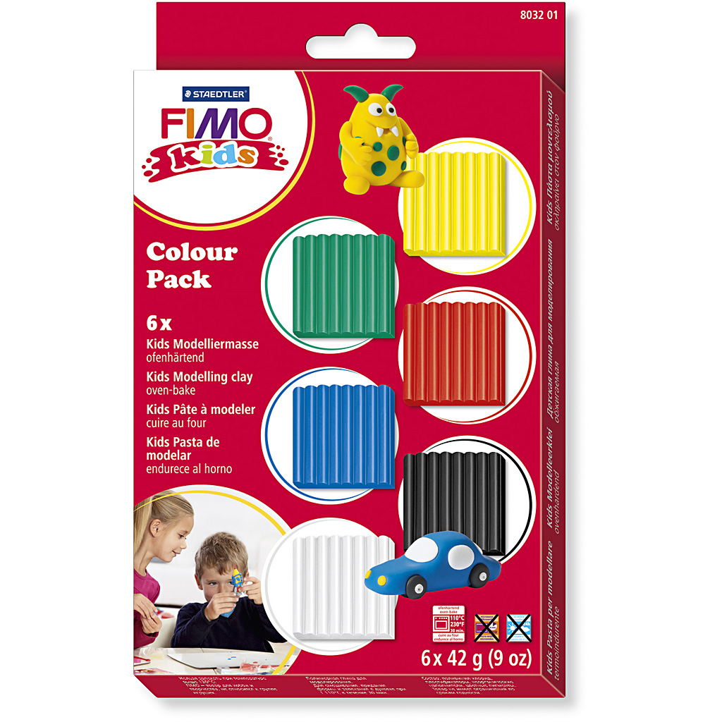 FIMO® Kids Clay, standardfärger, 6x42 g/ 1 förp.