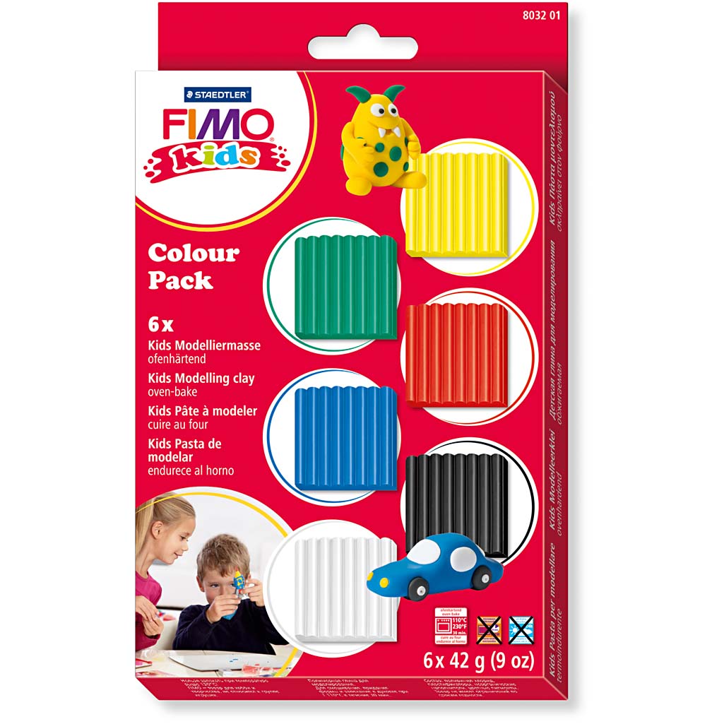 FIMO® Kids Clay, standardfärger, 6x42 g/ 1 förp.