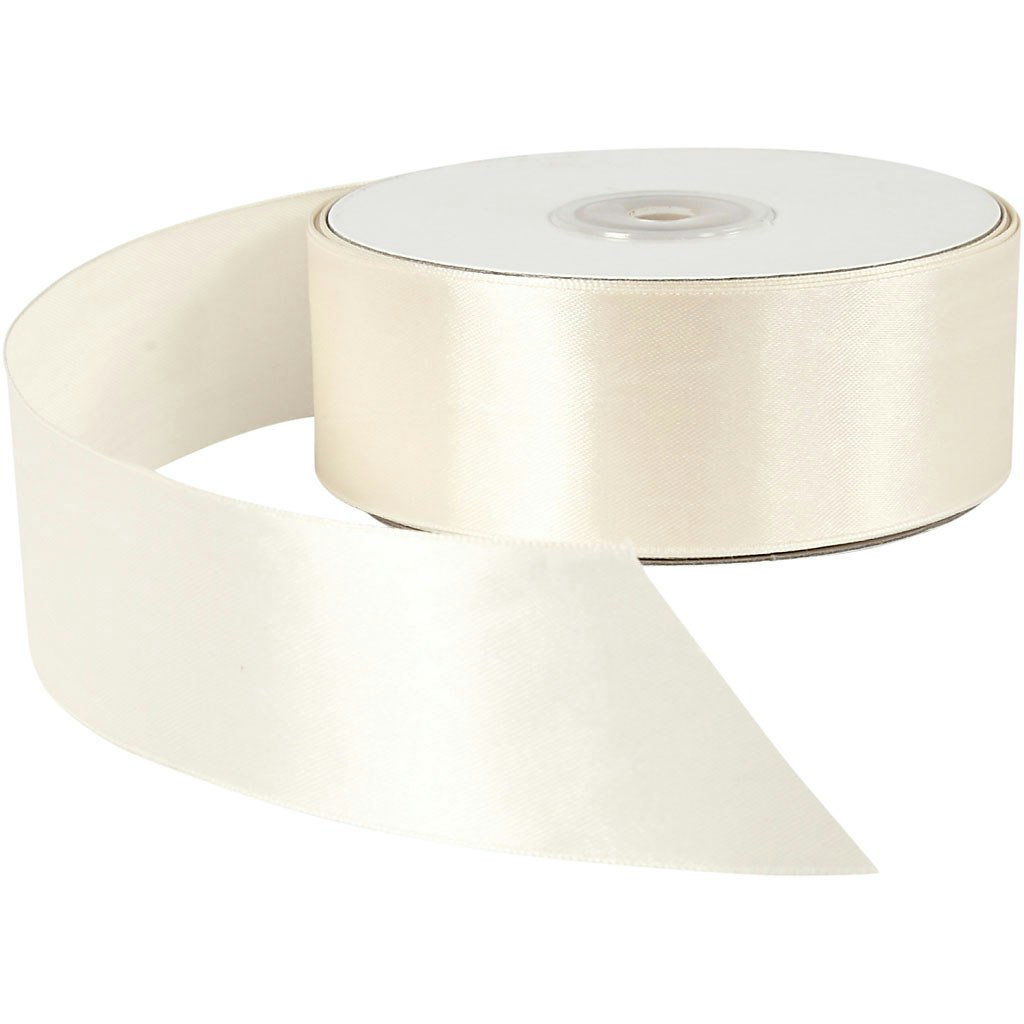 Satinband, B: 38 mm, cream, 50 m/ 1 rl.