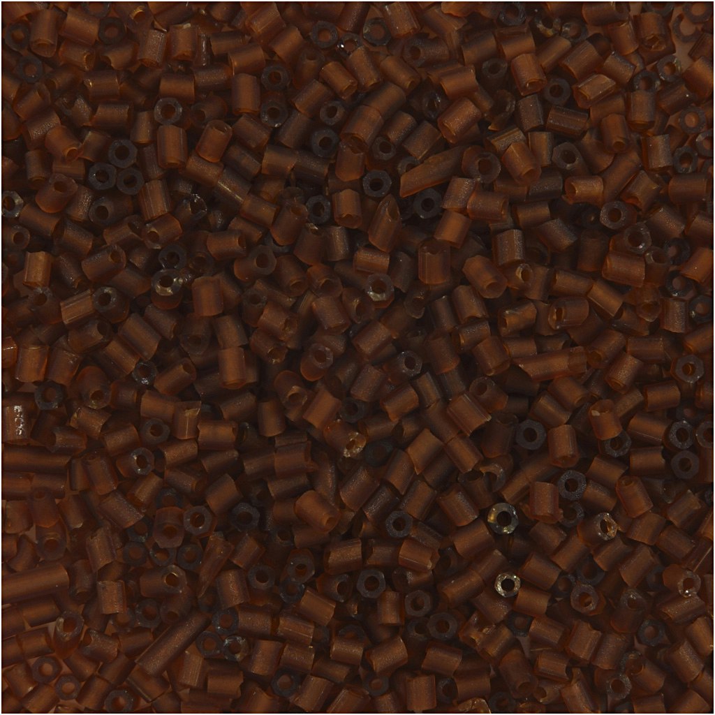 Rocaipärlor, 2-cut, Dia. 1,7 mm, stl. 15/0 , Hålstl. 0,5 mm, brun, 25 g/ 1 förp.