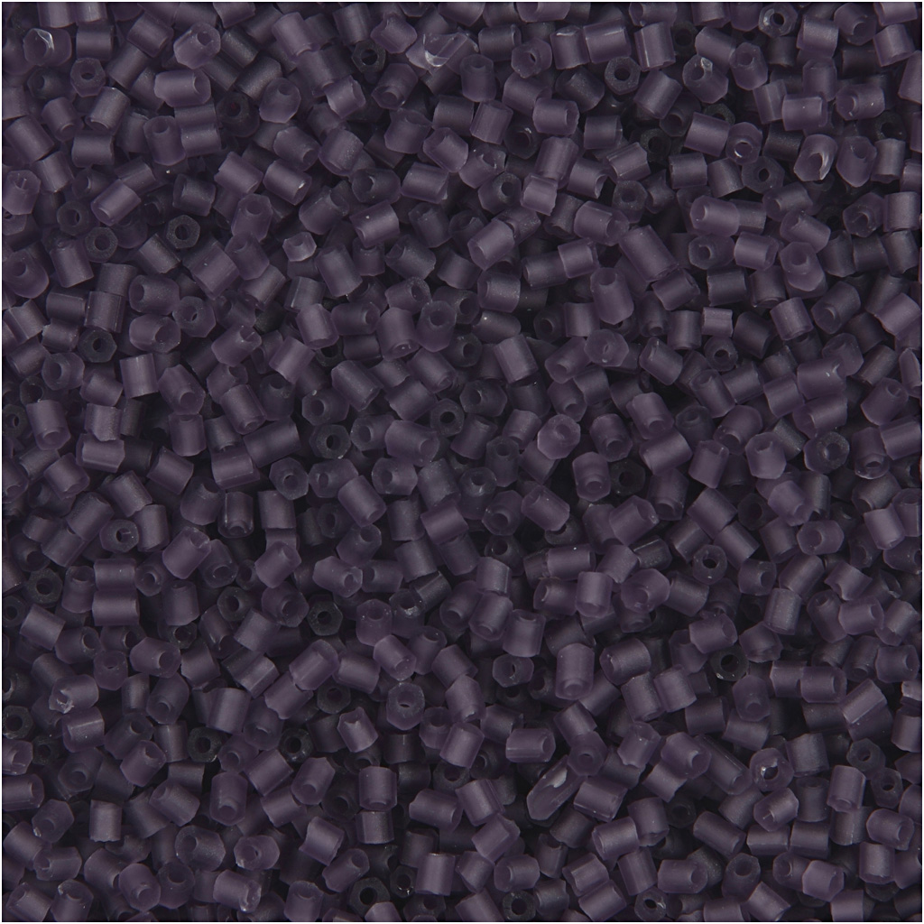 Rocaipärlor, 2-cut, Dia. 1,7 mm, stl. 15/0 , Hålstl. 0,5 mm, frostad lila, 25 g/ 1 förp.