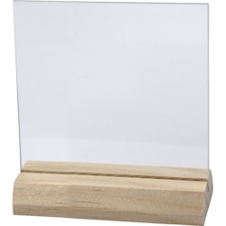 Glasplatta med träfot, stl. 7,5x7,5 cm, tjocklek 28 mm, 10 set/ 1 låda