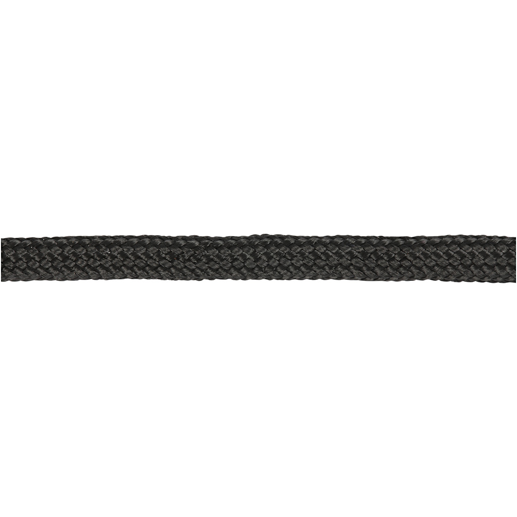 Knytsnöre, B: 5 mm, svart, 4 m/ 1 rl.