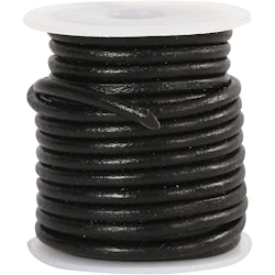 Lädersnöre, tjocklek 3 mm, svart, 5 m/ 1 rl.