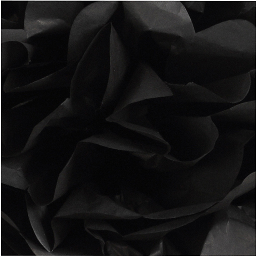 Papperspompomer, Dia. 20+24+30 cm, 16 g, svart, 3 st./ 1 förp.