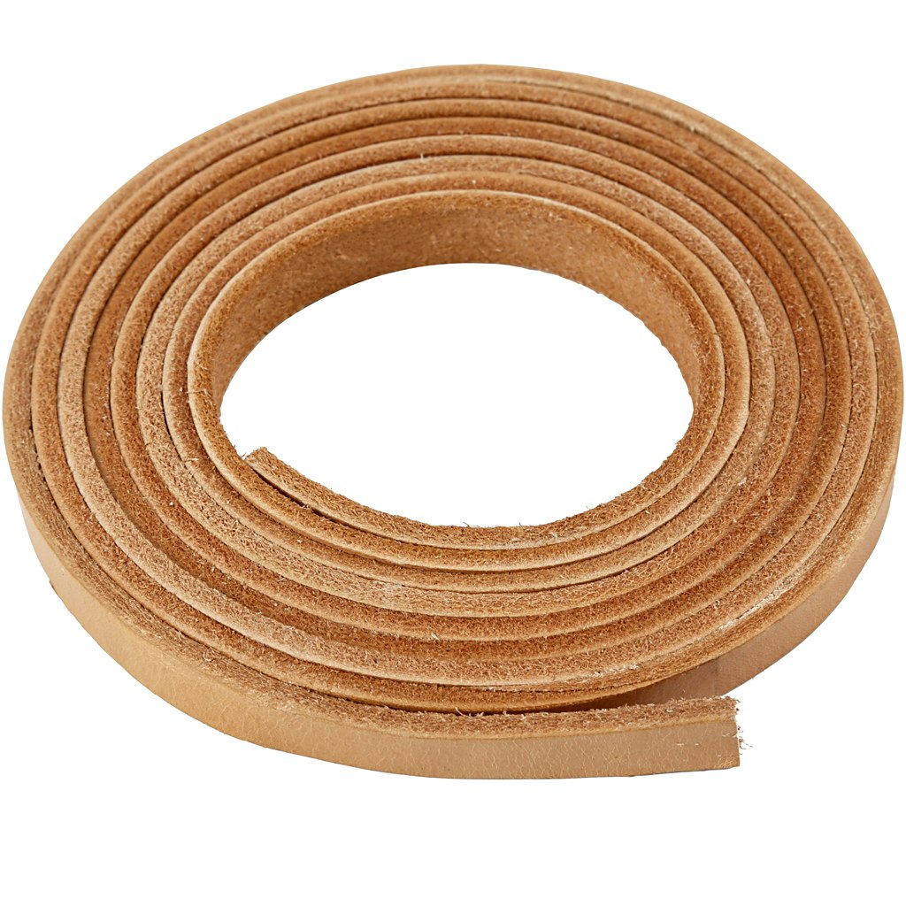 Läderband, B: 10 mm, tjocklek 3 mm, natur, 2 m/ 1 förp.