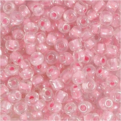 Rocaipärlor, Dia. 4 mm, stl. 6/0 , Hålstl. 0,9-1,2 mm, rosa kärna, 25 g/ 1 förp.