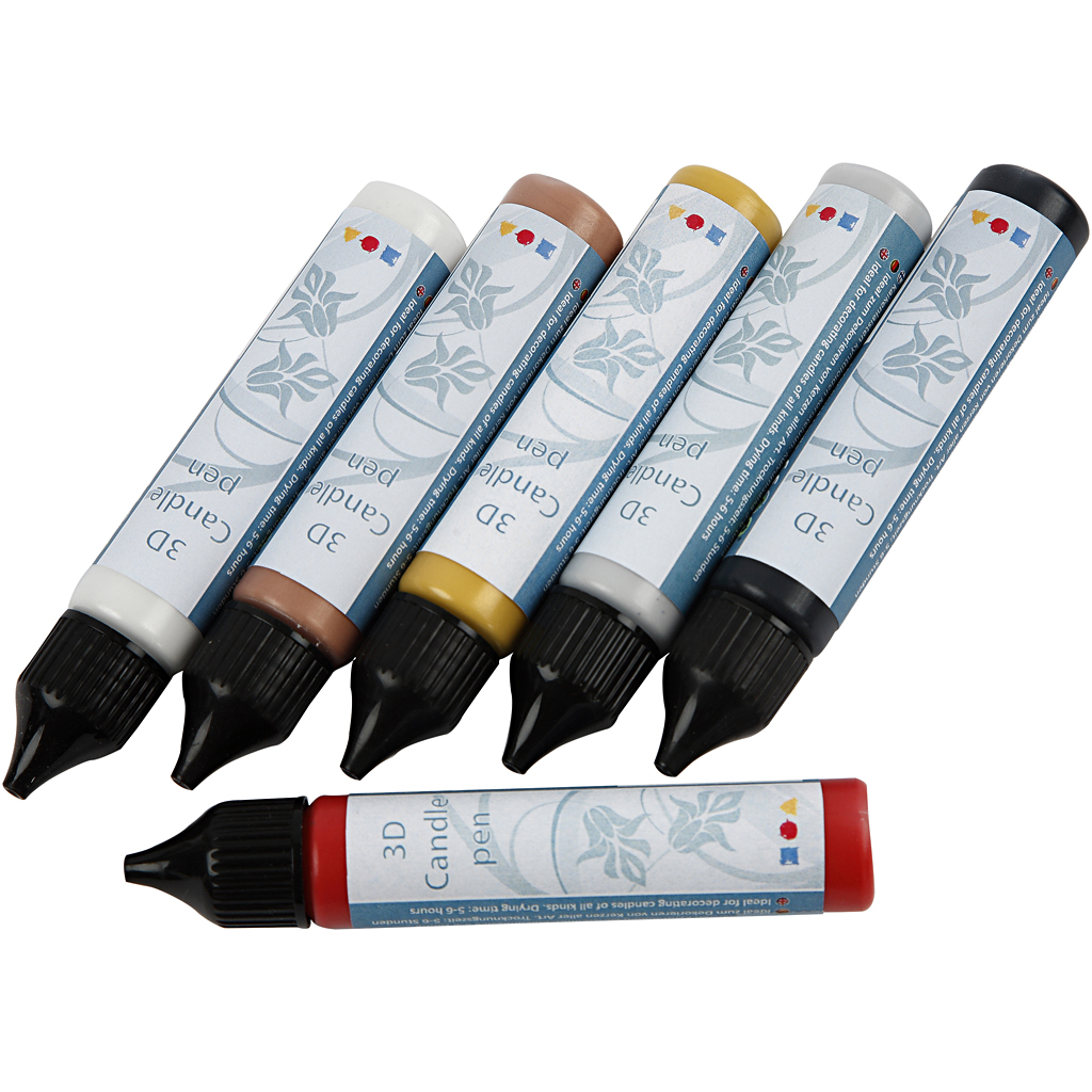 Ljusvax i målarflaskor, standardfärger, 6x28 ml/ 1 förp.