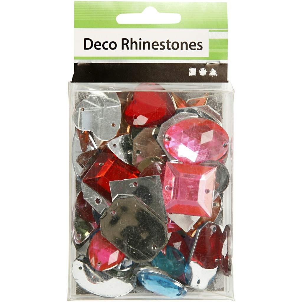 Rhinestones, stl. 15-17 mm, mixade färger, 15 g/ 1 förp.