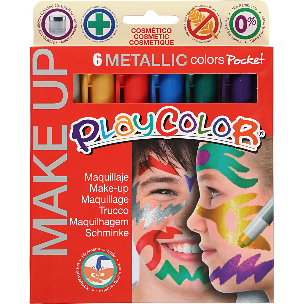 Playcolor Make up, metallic, mixade färger, 6x5 g/ 1 förp.