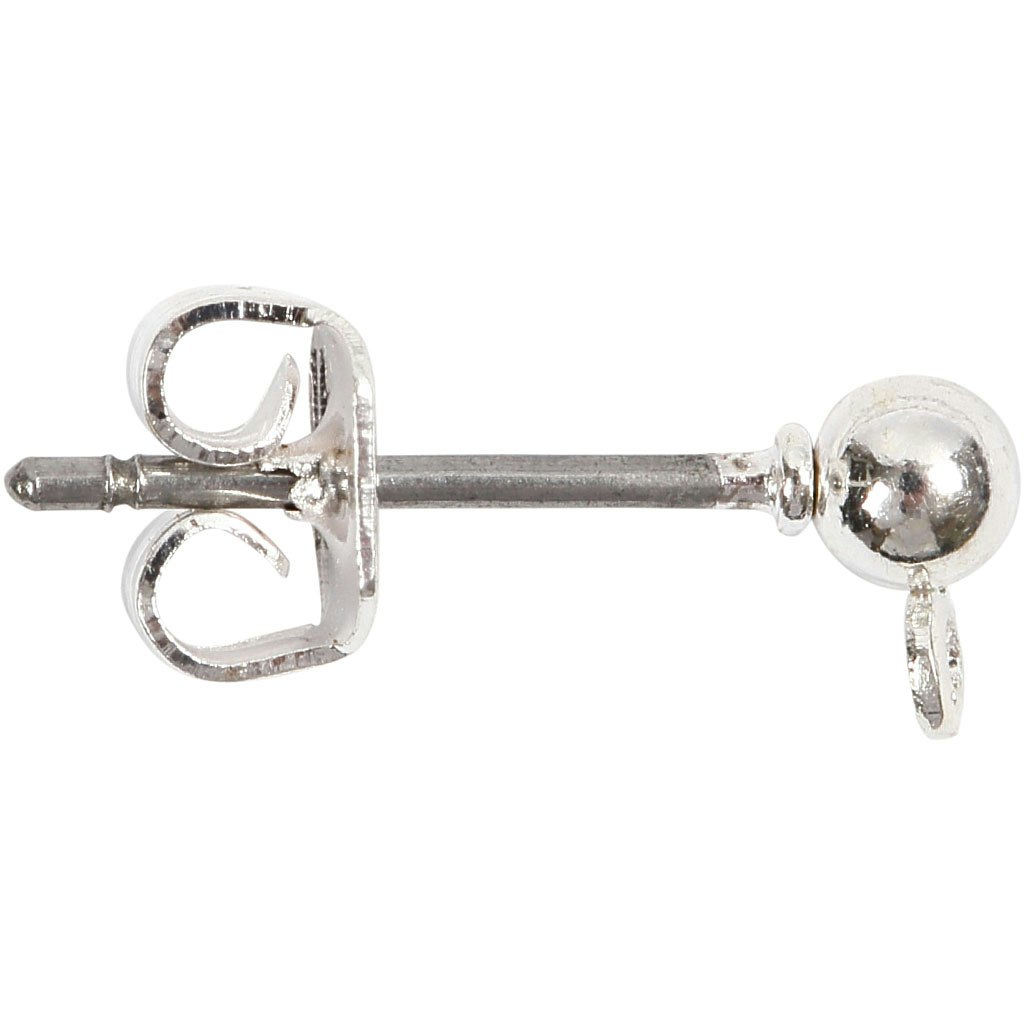 Öronstickare, L: 13 mm, försilvrad, 100 st./ 1 förp.