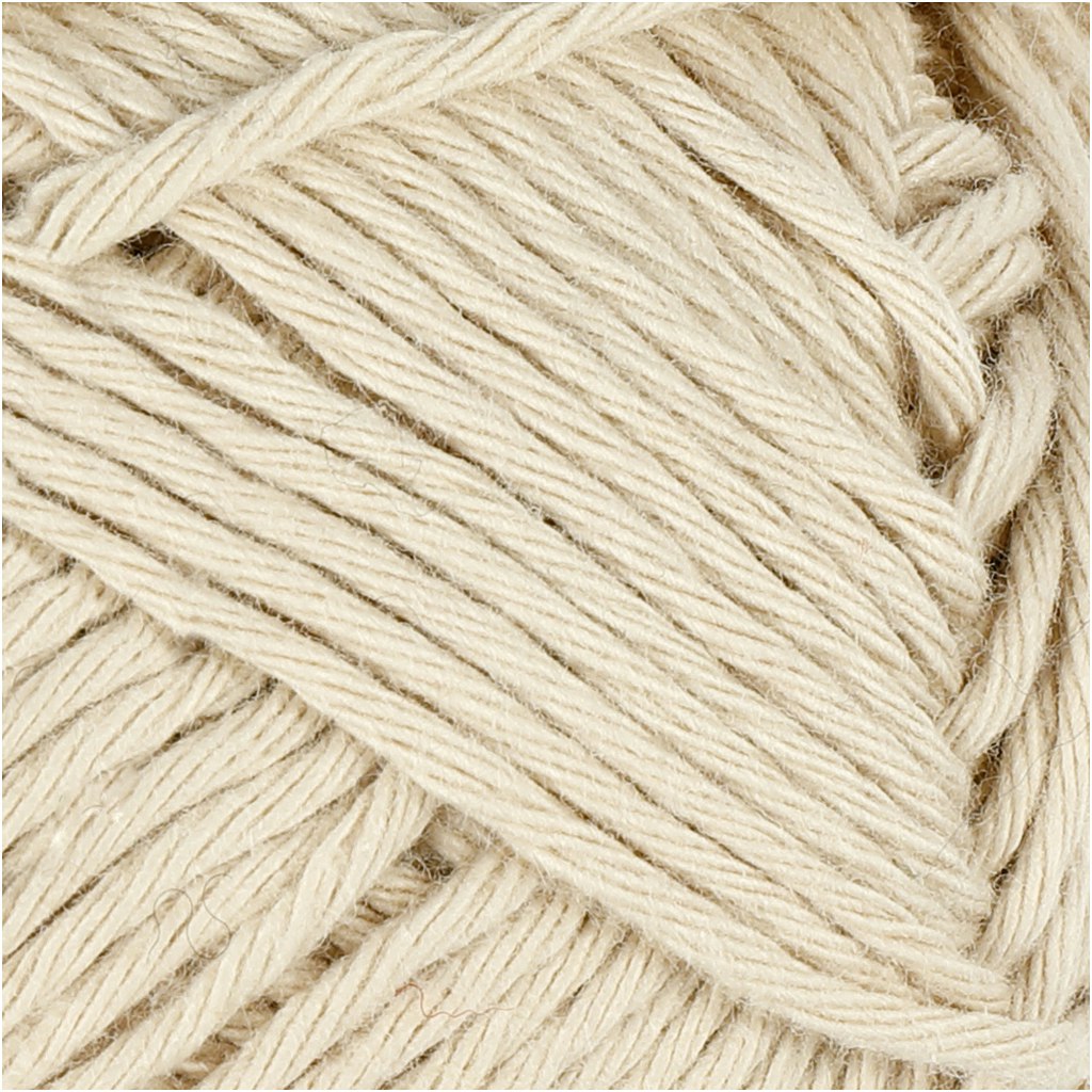 Bomullsgarn, nr. 8/8, L: 80-85 m, stl. maxi , beige, 50 g/ 1 nystan