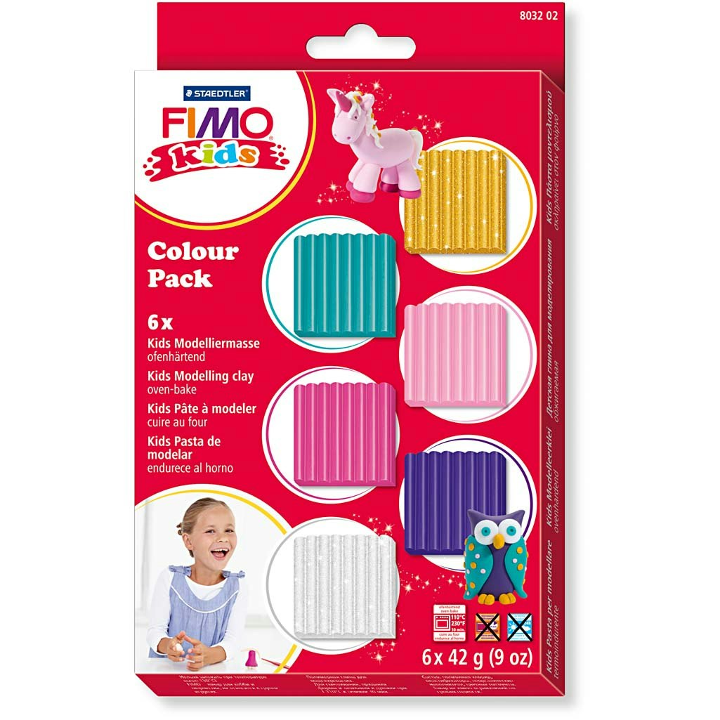 FIMO® Kids Clay, kompletterande färger, 6x42 g/ 1 förp.