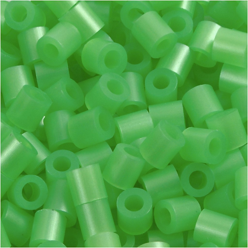 Rörpärlor, stl. 5x5 mm, Hålstl. 2,5 mm, medium, grön pärlemor (32240), 1100 st./ 1 förp.