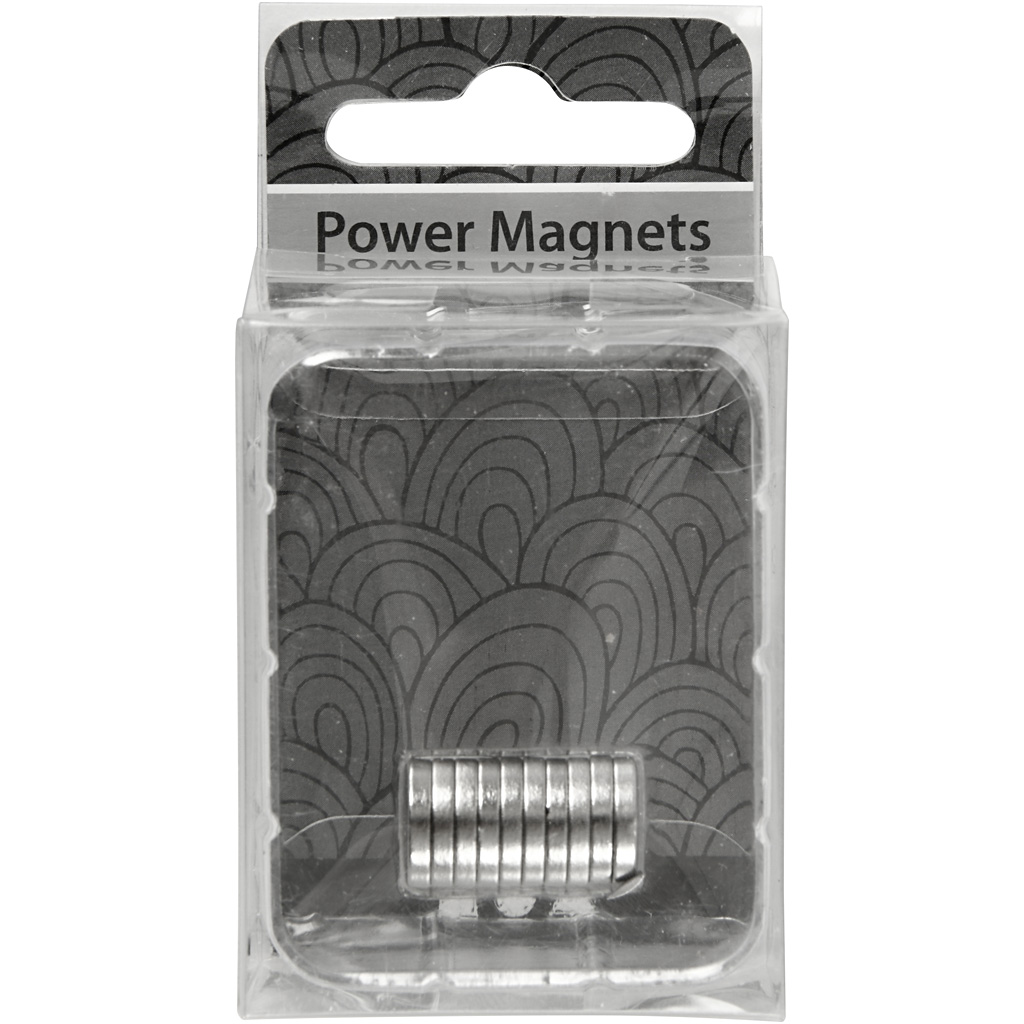 Powermagnet, Dia. 10 mm, tjocklek 2 mm, 10 st./ 1 förp.