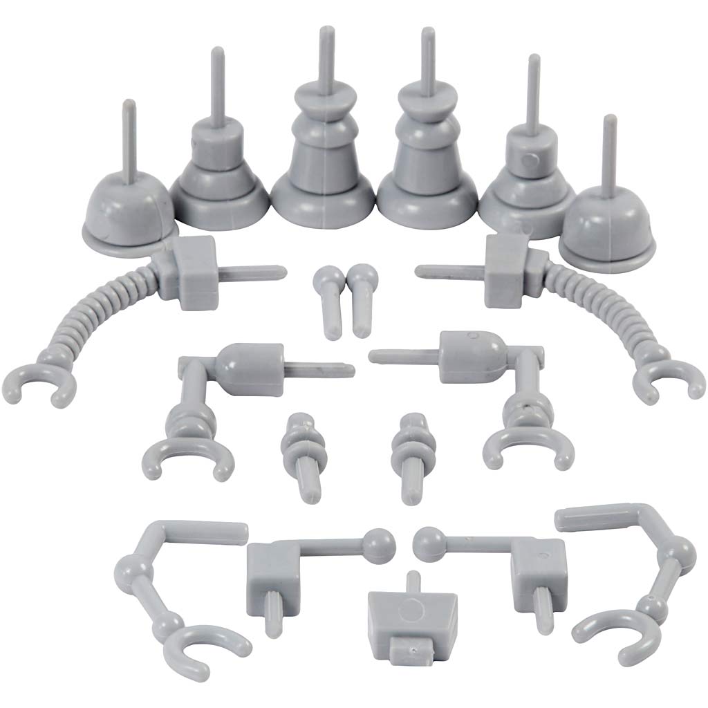 Robotdelar, stl. 0,5-6 cm, grå, 19 st./ 1 förp.