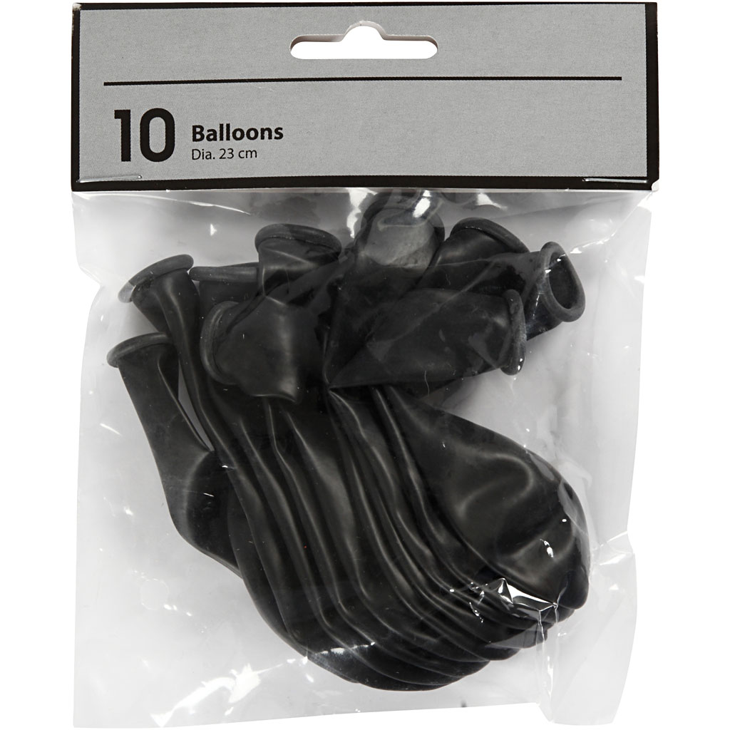 Ballonger, Dia. 23 cm, svart, 10 st./ 1 förp.