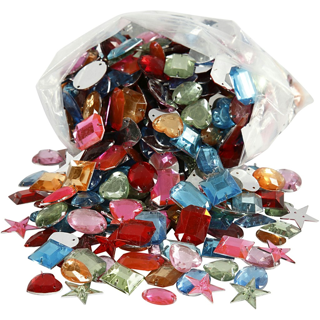 Rhinestones, stl. 15-17 mm, mixade färger, 210 g/ 1 förp.