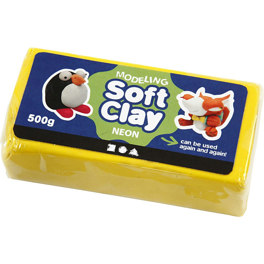 Soft Clay modellera, stl. 13x6x4 cm, gul, 500 g/ 1 förp.