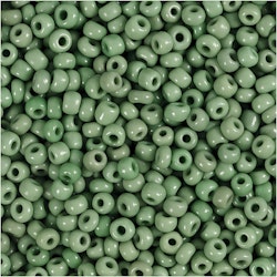 Rocaipärlor, Dia. 3 mm, stl. 8/0 , Hålstl. 0,6-1,0 mm, grön, 25 g/ 1 förp.
