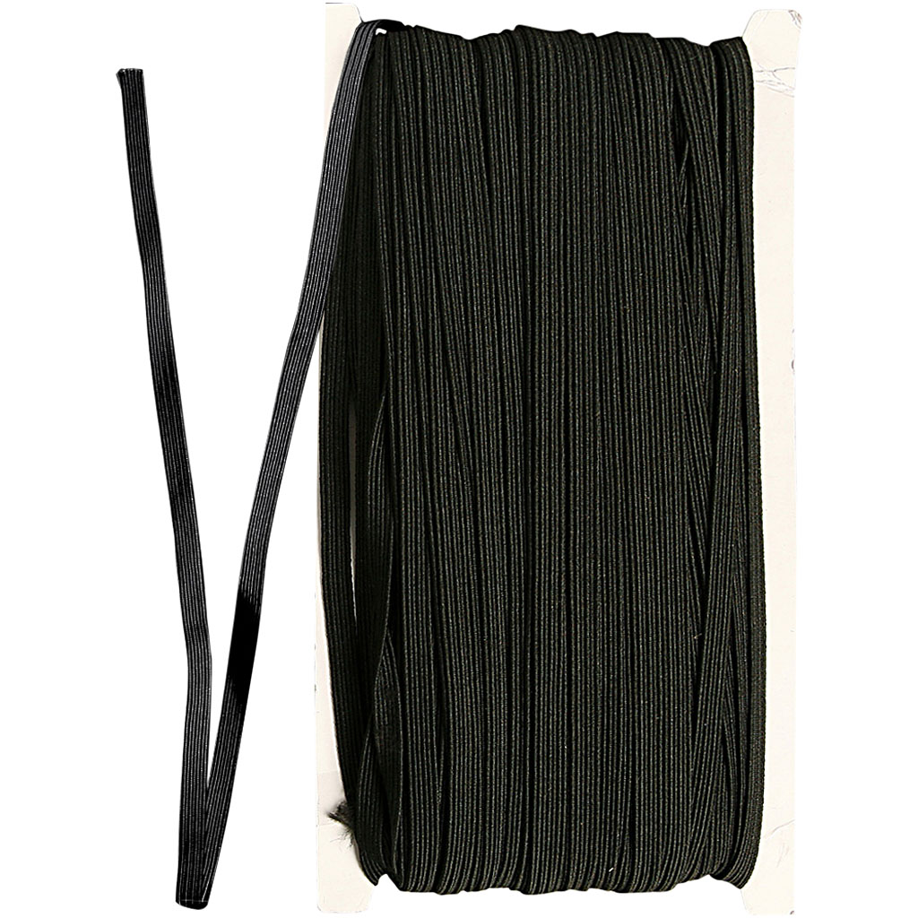 Resårband, B: 6 mm, svart, 50 m/ 1 rl.