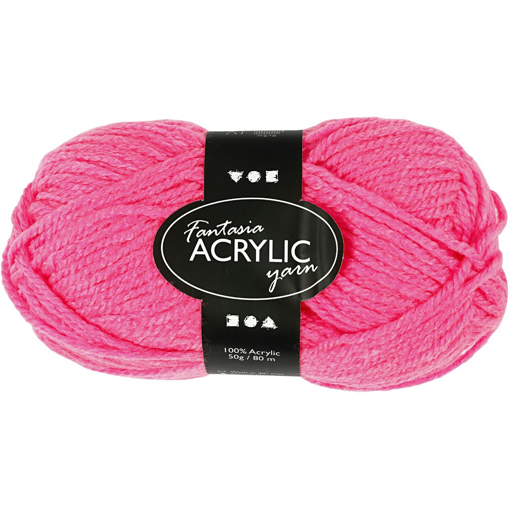 Fantasia Akrylgarn, L: 80 m, neonrosa, 50 g/ 1 nystan