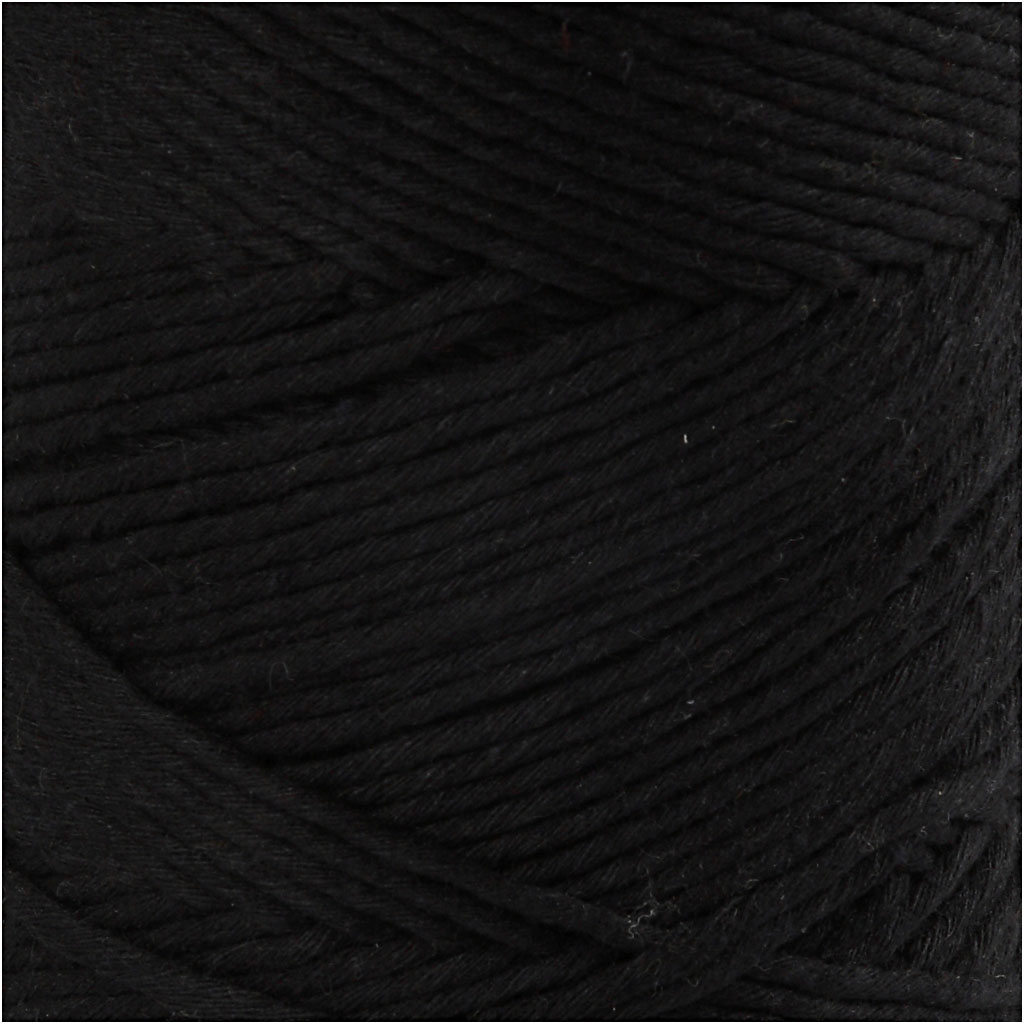 Makramégarn, L: 198 m, Dia. 2 mm, svart, 330 g/ 1 rl.