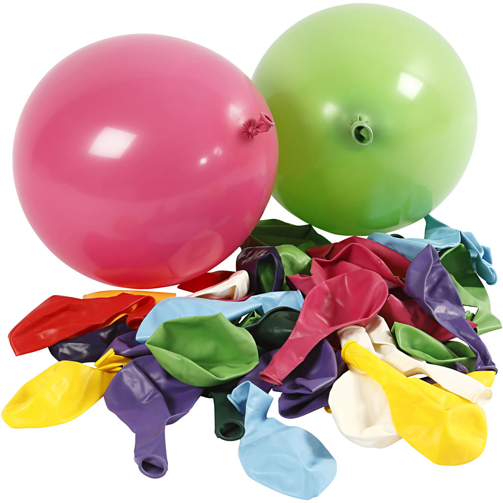 Ballonger, Runda, Dia. 23 cm, mixade färger, 100 st./ 1 förp.