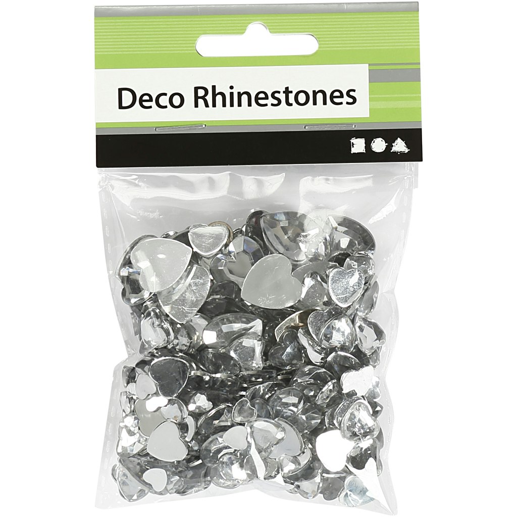 Rhinestones, stl. 6+10+14 mm, silver, 252 st./ 1 förp.