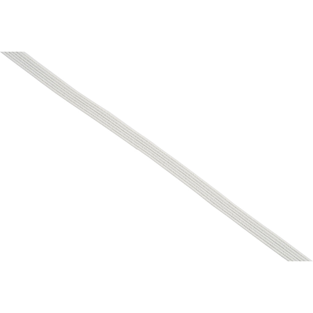 Resårband, B: 6 mm, vit, 50 m/ 1 rl.