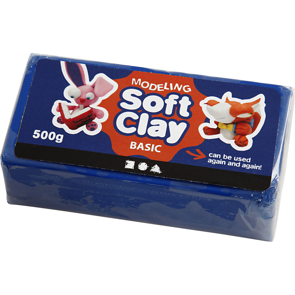 Soft Clay modellera, stl. 13x6x4 cm, blå, 500 g/ 1 förp.