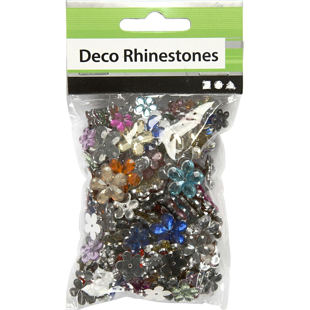 Rhinestones, Dia. 6+10+12 mm, mixade färger, 252 st./ 1 förp.