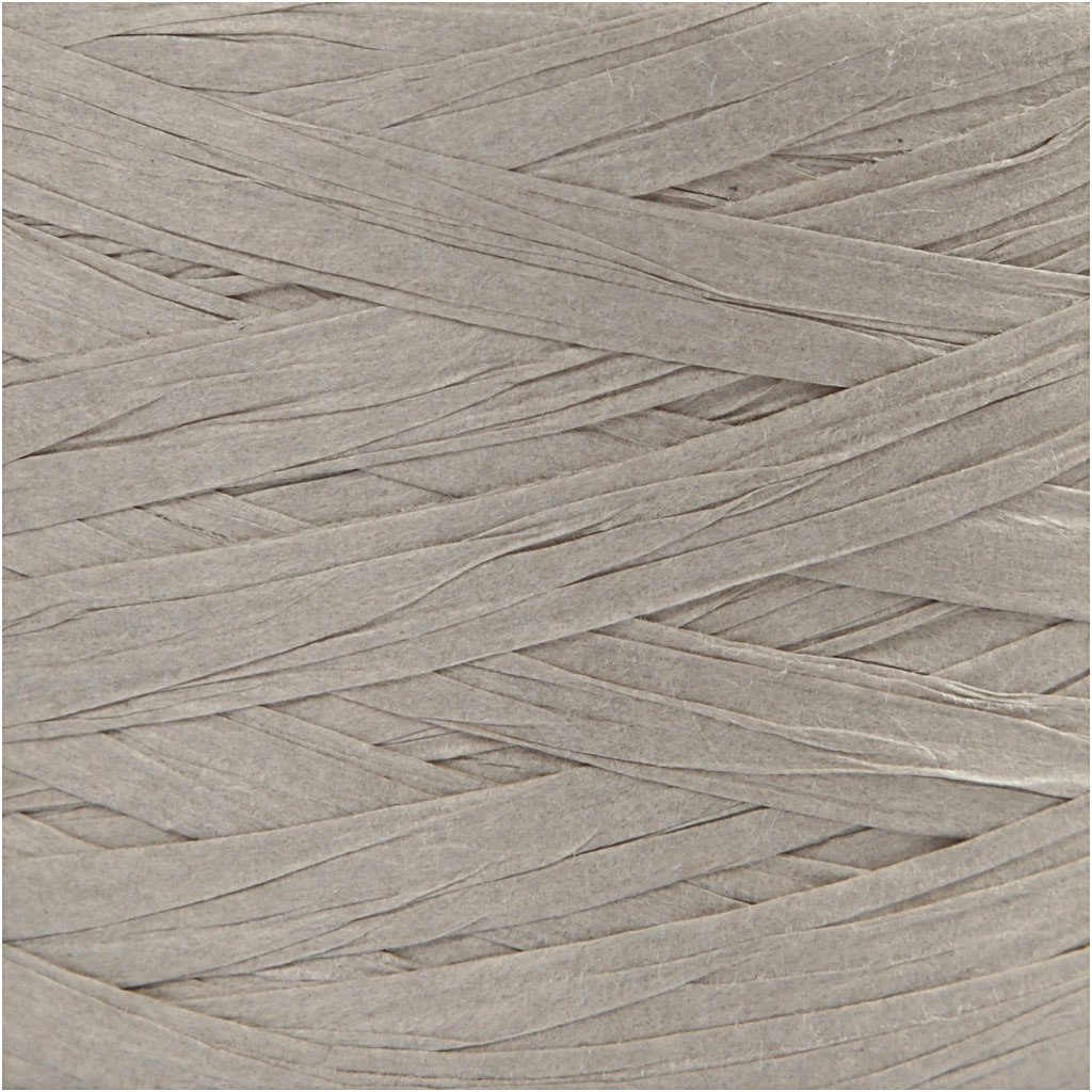 Raffia pappersgarn, B: 7-8 mm, ljusgrå, 100 m/ 1 rl.