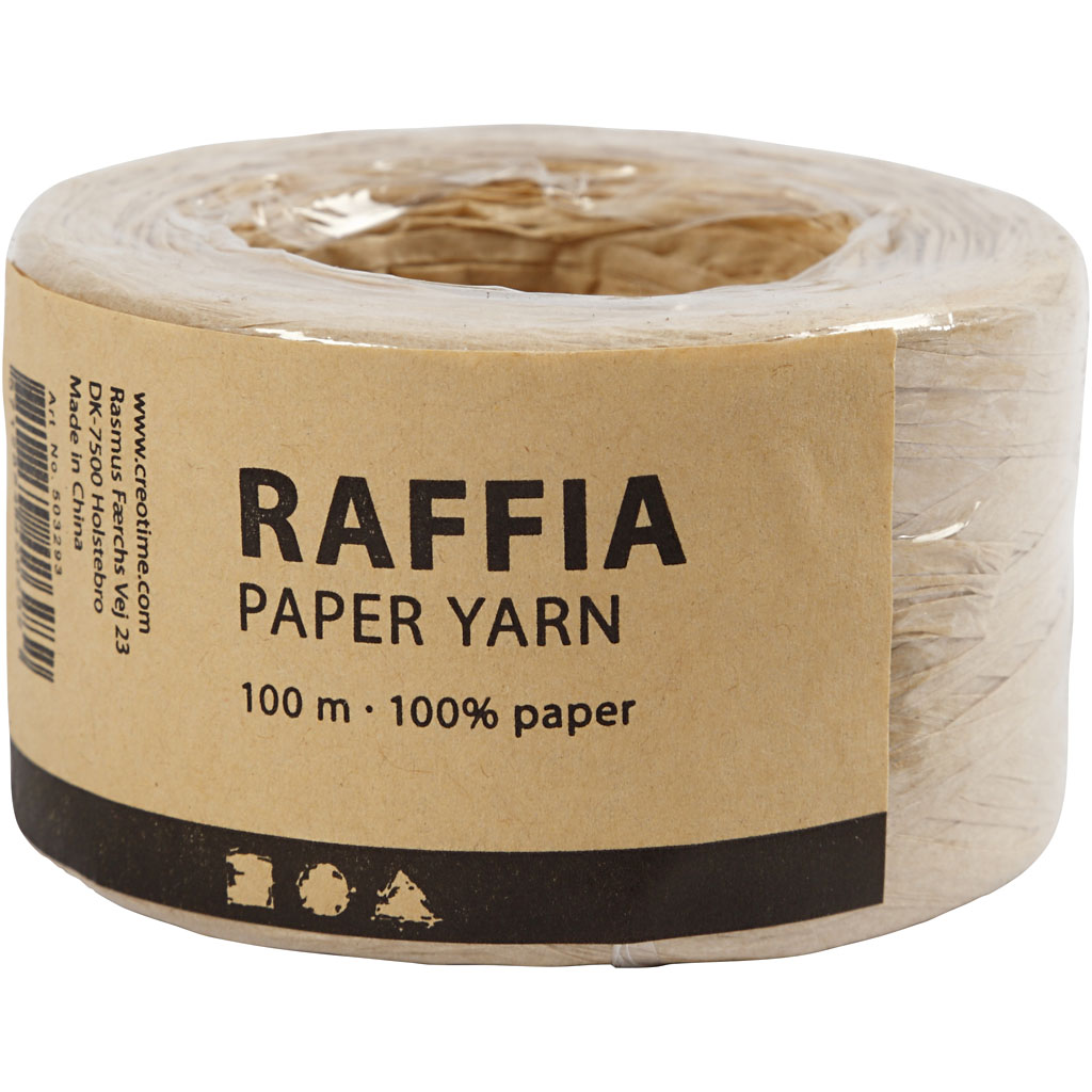 Raffia pappersgarn, B: 7-8 mm, sand, 100 m/ 1 rl.