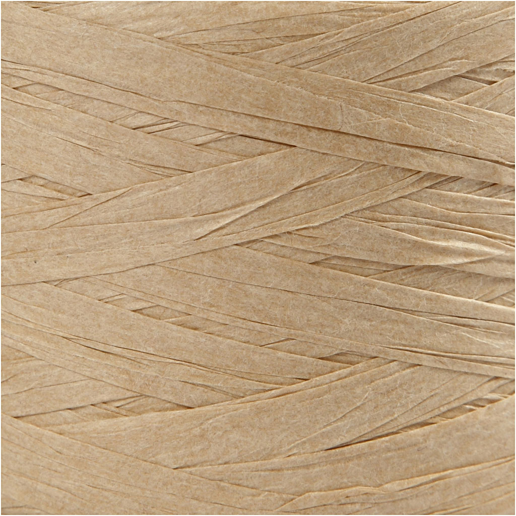 Raffia pappersgarn, B: 7-8 mm, sand, 100 m/ 1 rl.