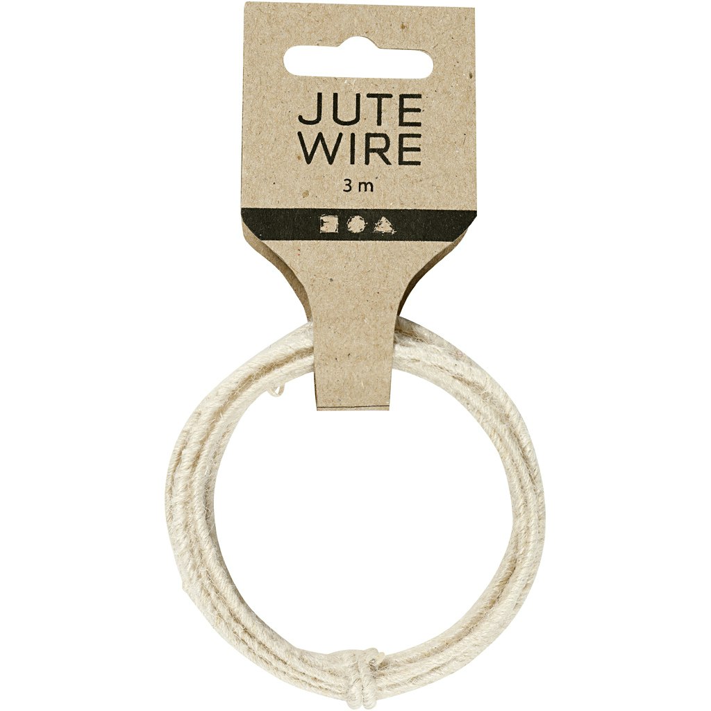 Jute Wire, tjocklek 2-4 mm, vit, 3 m/ 1 förp.