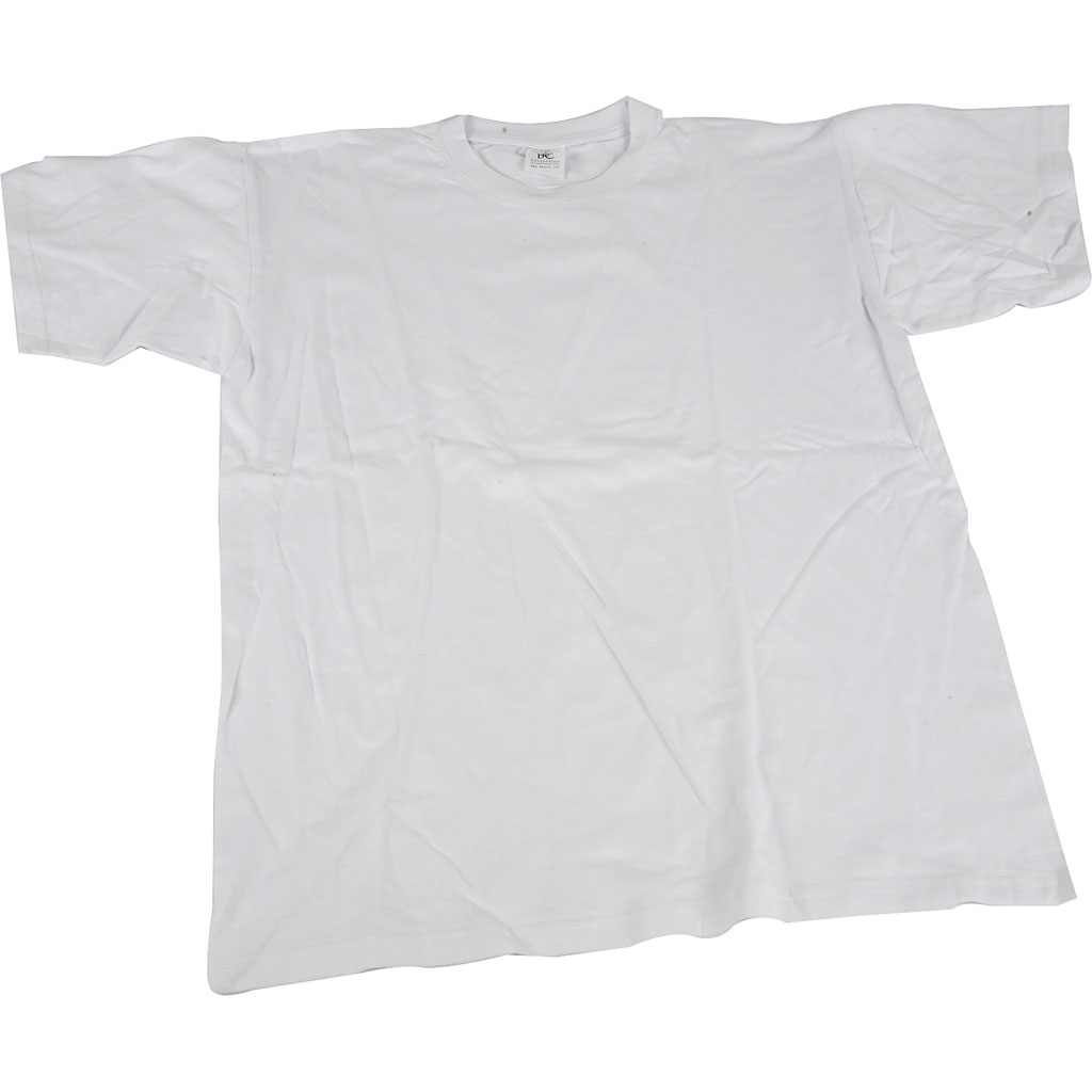T-shirt, B: 36 cm, stl. 5-6 år, rund hals, vit, 1 st.