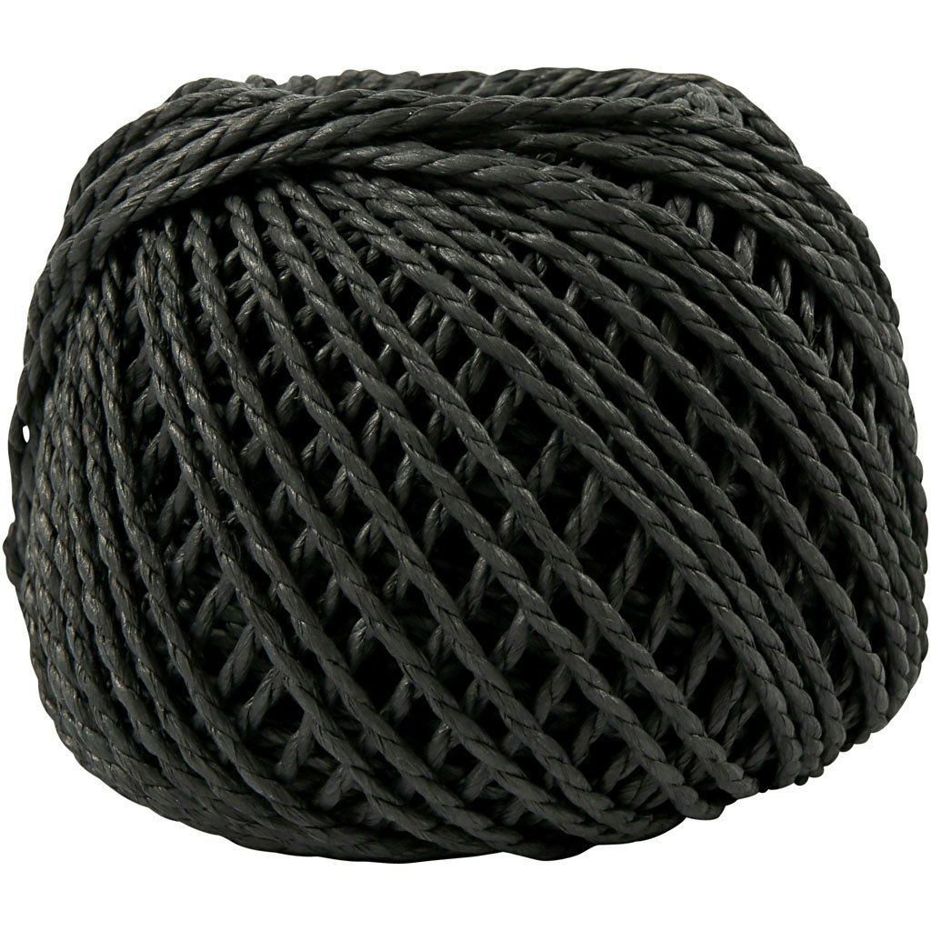 Paperyarn, tjocklek 2,5-3 mm, svart, 40 m/ 1 nystan, 150 g