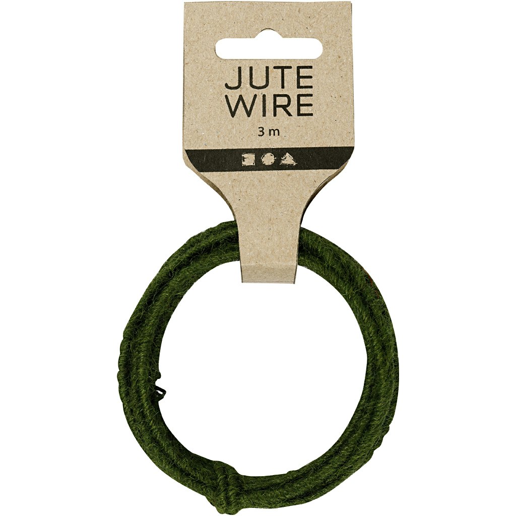 Jute Wire, tjocklek 2-4 mm, grön, 3 m/ 1 förp.