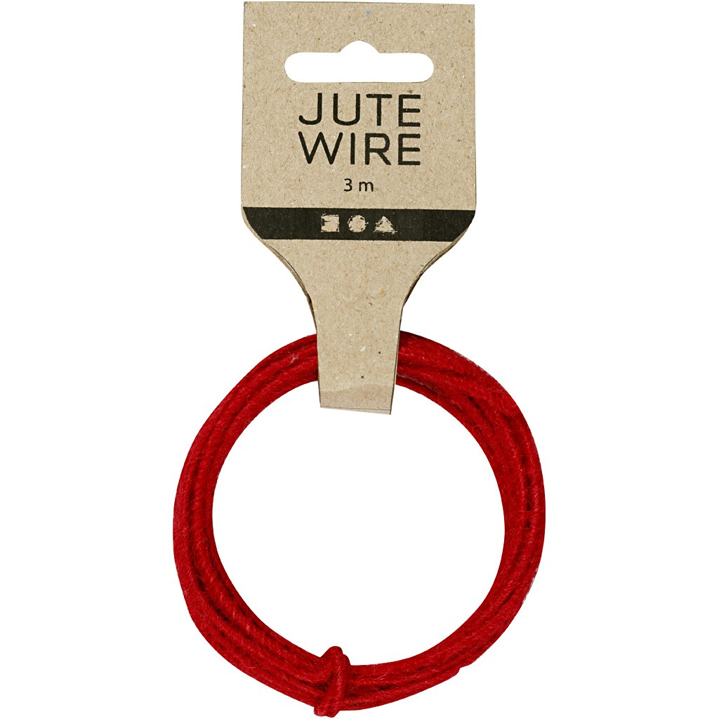 Jute Wire, tjocklek 2-4 mm, röd, 3 m/ 1 förp.