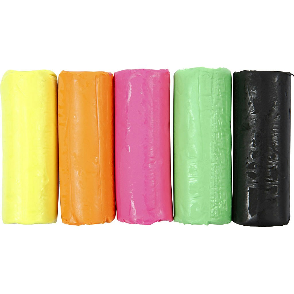 Soft Clay modellera, H: 9,5 cm, neonfärger, 400 g/ 1 hink