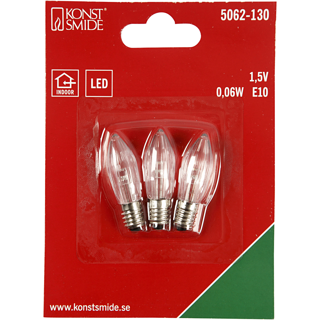 LED-glödlampa, H: 45 mm, Dia. 15 mm, 3 st./ 1 förp.
