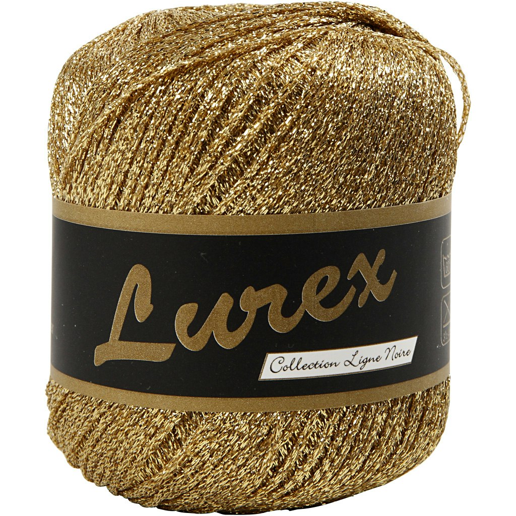 Lurex garn, L: 160 m, guld, 25 g/ 1 nystan