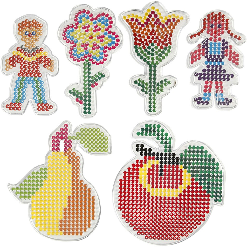 Stiftplattor, 2 blomma, flicka, pojke, äppla och päron, stl. 8,5x14-14x16 cm, 6 st./ 1 förp.