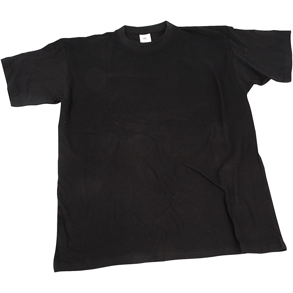 T-shirt, B: 40 cm, stl. 7-8 år, rund hals, svart, 1 st.