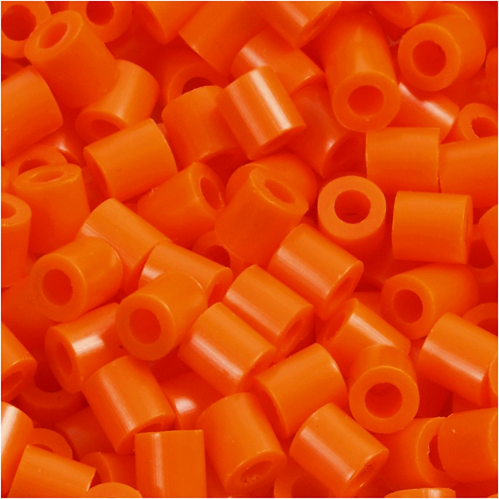 Rörpärlor, stl. 5x5 mm, Hålstl. 2,5 mm, medium, orange klar (32233), 6000 st./ 1 förp.