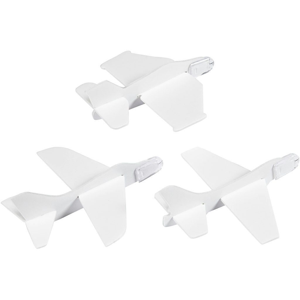 Flygplan, L: 11,5-12,5 cm, B: 11-12 cm, vit, 3 st./ 1 förp.