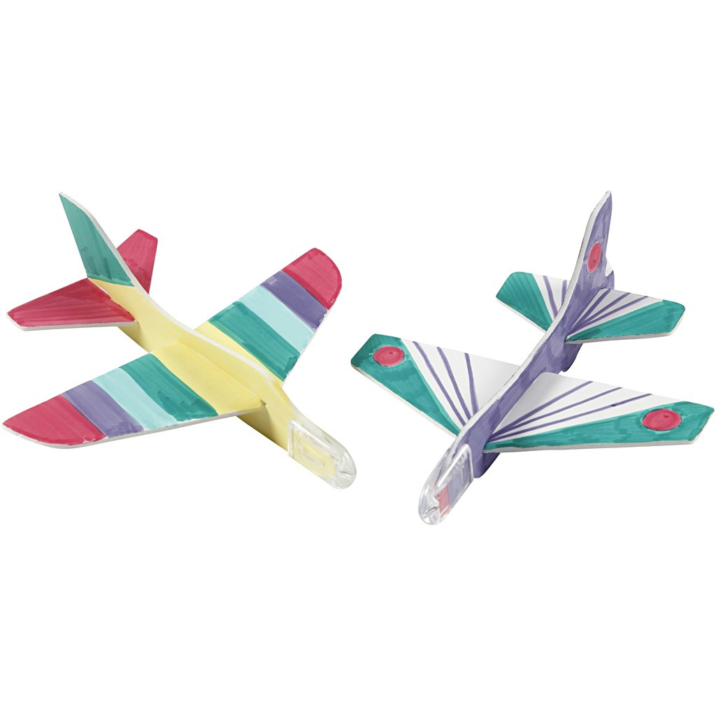 Flygplan, L: 11,5-12,5 cm, B: 11-12 cm, vit, 3 st./ 1 förp.