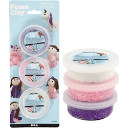 Foam Clay® , glitter,metallic, rosa, lila, vit, 3x14 g/ 1 förp.