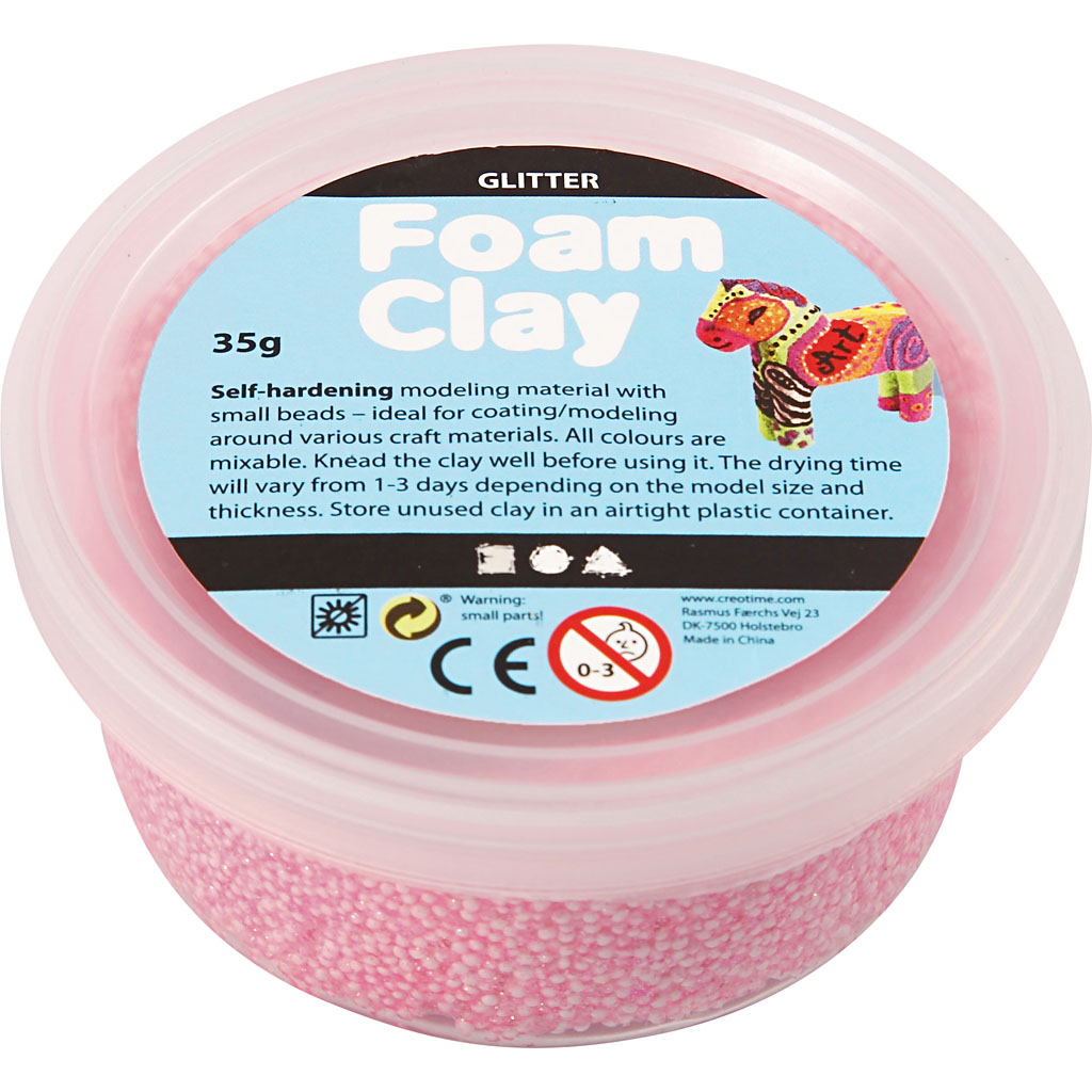 Foam Clay® , glitter, ljusröd, 35 g/ 1 burk